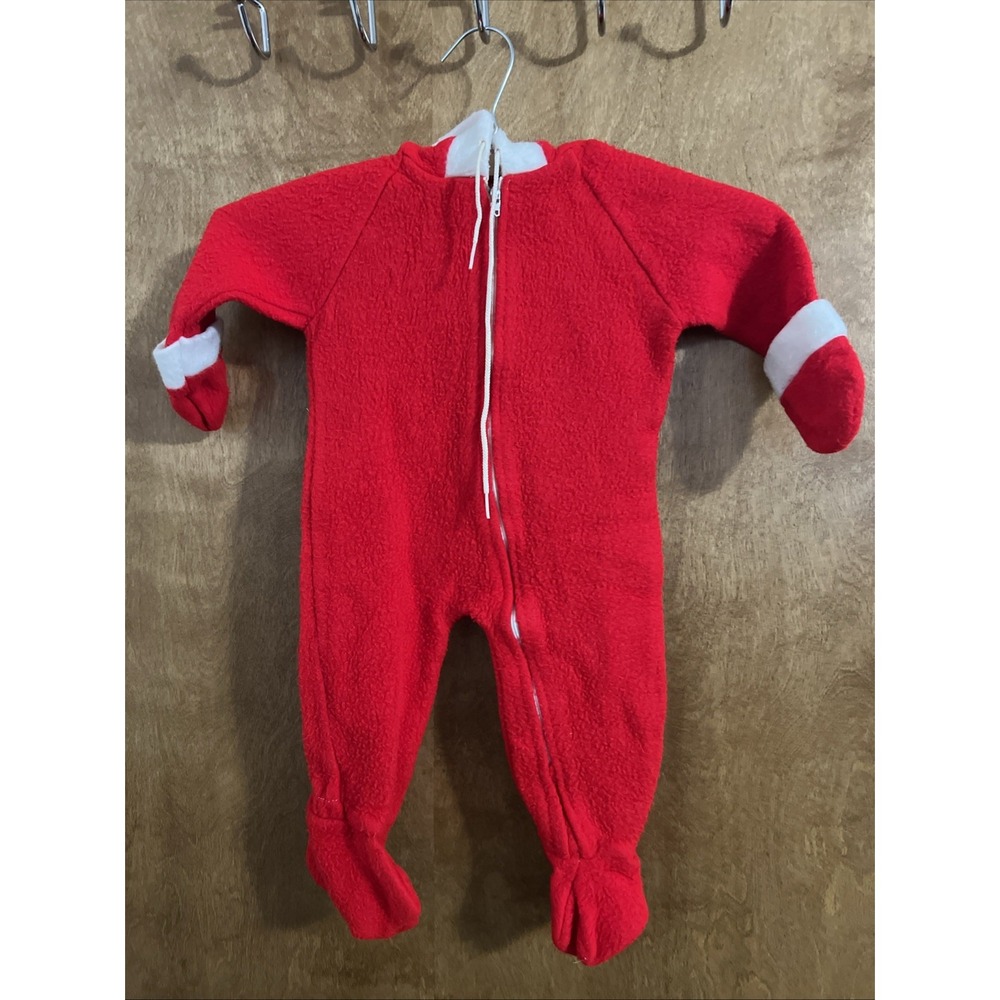 Vintage JC Penney Toddle Time Christmas MCM Red Santa 9 18 Months Bunting‎ Zip